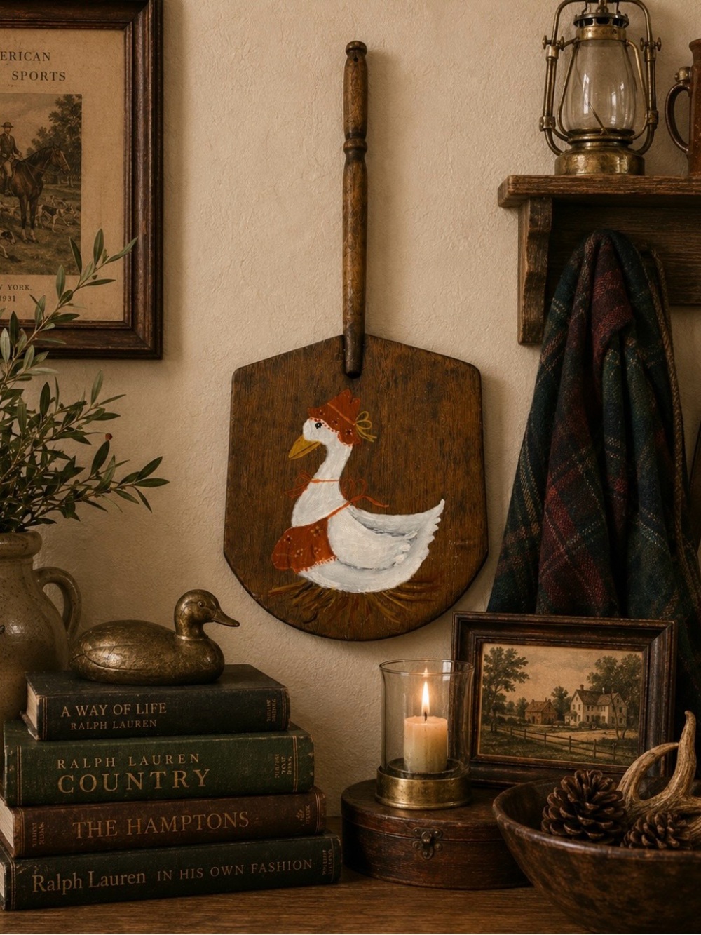 Vintage Folk Art Goose Paddle Primitive Country Cottagecore Wall Decor